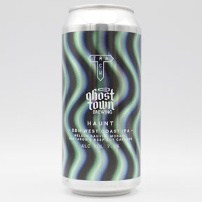 This is a can of Track - Haunt - 7.2% (440ml). It is a IPA craft beer available to buy from Ghost Whale, voted London's best craft beer shop.