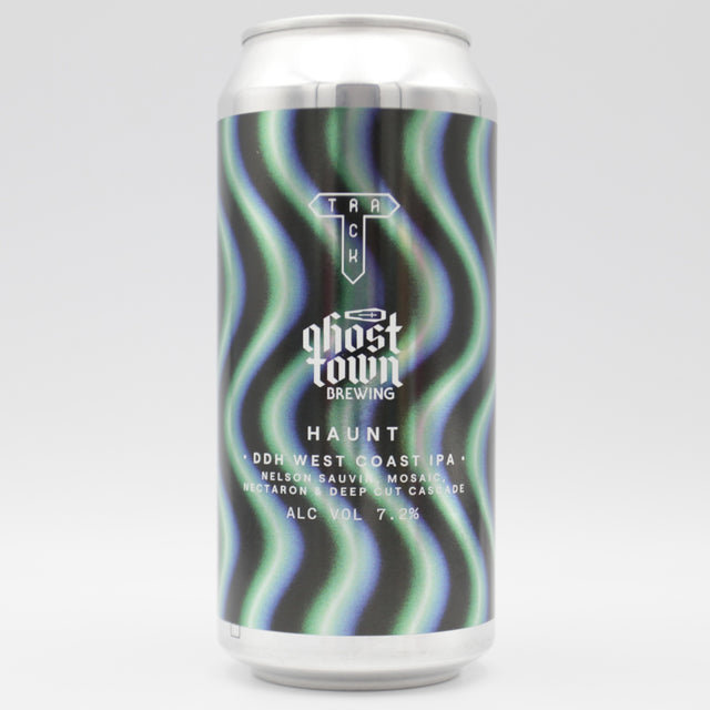 This is a can of Track - Haunt - 7.2% (440ml). It is a IPA craft beer available to buy from Ghost Whale, voted London's best craft beer shop.