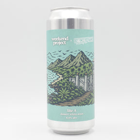 This is a can of Weekend Project / Neon Raptor - Site A - 8% (500ml). It is a Imperial Stout / Porter craft beer available to buy from Ghost Whale, voted London's best craft beer shop.