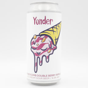 This is a can of Yonder - Honeycomb Double Berry Ripple - 6.5% (440ml). It is a Sour craft beer available to buy from Ghost Whale, voted London's best craft beer shop.