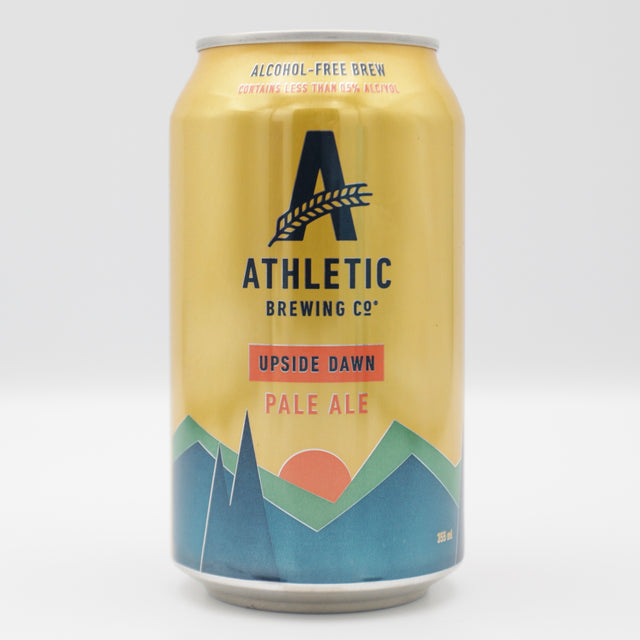 This is a can of Athletic - Upside Dawn - 0.4% (355ml). It is a Blonde / Golden Ale craft beer available to buy from Ghost Whale, voted London's best craft beer shop.