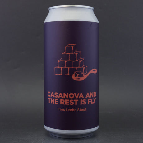 This is a can of Pomona Island - Casanova And The Rest Is Fly - 6.5% (440ml). It is a Stout / Porter craft beer available to buy from Ghost Whale, voted London's best craft beer shop.