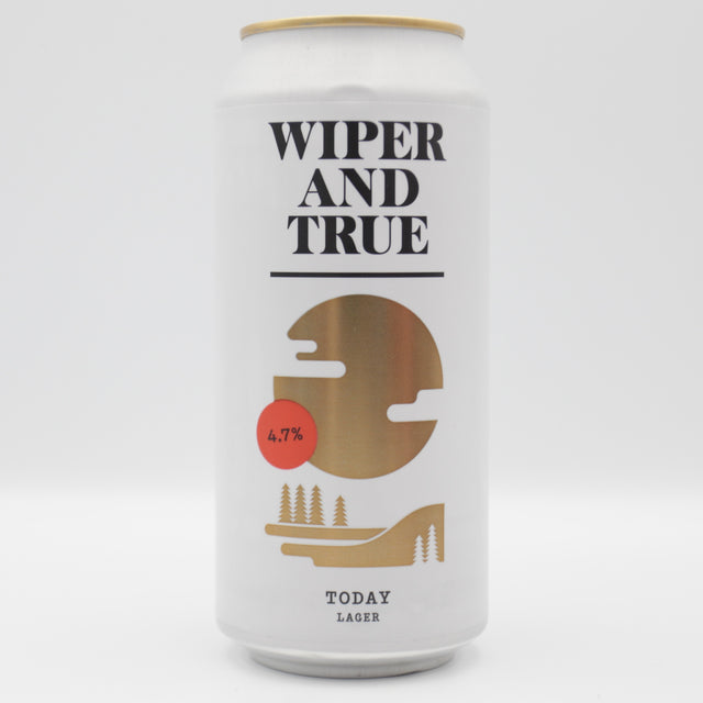 This is a can of Wiper And True - Today - 4.7% (440ml). It is a Lager / Pilsner / Kölsch craft beer available to buy from Ghost Whale, voted London's best craft beer shop.