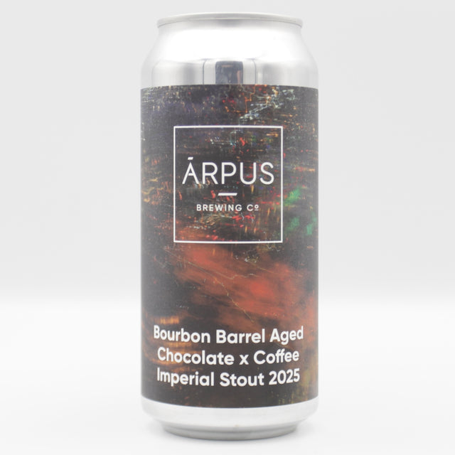This is a can of Arpus Brewing Co - Bourbon Barrel Aged Chocolate Coffee Imperial Stout - 12% (440ml). It is a Imperial Stout / Porter craft beer available to buy from Ghost Whale, voted London's best craft beer shop.