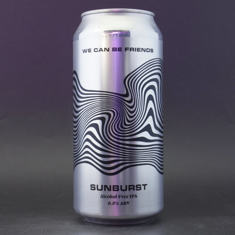 This is a can of We Can Be Friends - Sunburst - 0.5% (440ml). It is a IPA craft beer available to buy from Ghost Whale, voted London's best craft beer shop.