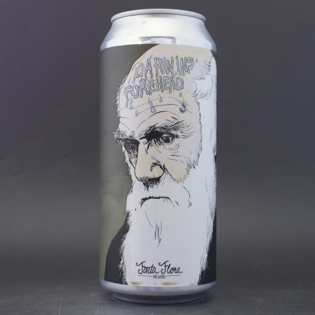 This is a can of Fonta Flora - Darwin's Forehead - 6.2% (473ml). It is a Brown Ale craft beer available to buy from Ghost Whale, voted London's best craft beer shop.