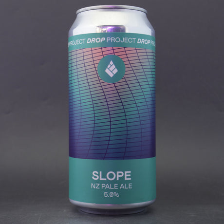 This is a can of Drop Project - Slope - 5% (440ml). It is a Pale Ale craft beer available to buy from Ghost Whale, voted London's best craft beer shop.