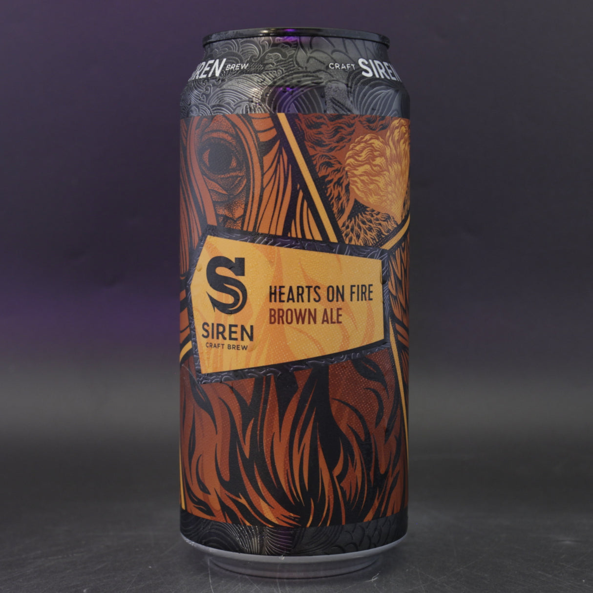 This is a can of Siren - Hearts On Fire - 5.4% (440ml). It is a Brown Ale craft beer available to buy from Ghost Whale, voted London's best craft beer shop.