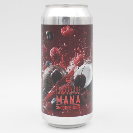 This is a can of Azvex - Mana: Raspberry, Blueberry, Cherry & Coconut - 6% (440ml). It is a Sour craft beer available to buy from Ghost Whale, voted London's best craft beer shop.