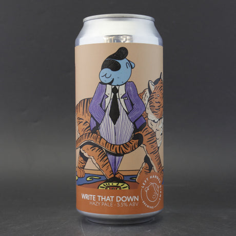 This is a can of Left Handed Giant - Write That Down - 5.5% (440ml). It is a Pale Ale craft beer available to buy from Ghost Whale, voted London's best craft beer shop.