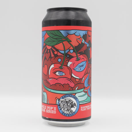 This is a can of Amundsen - Uncle Pops: Raspberry Christmas Float - 6.5% (440ml). It is a Sour craft beer available to buy from Ghost Whale, voted London's best craft beer shop.
