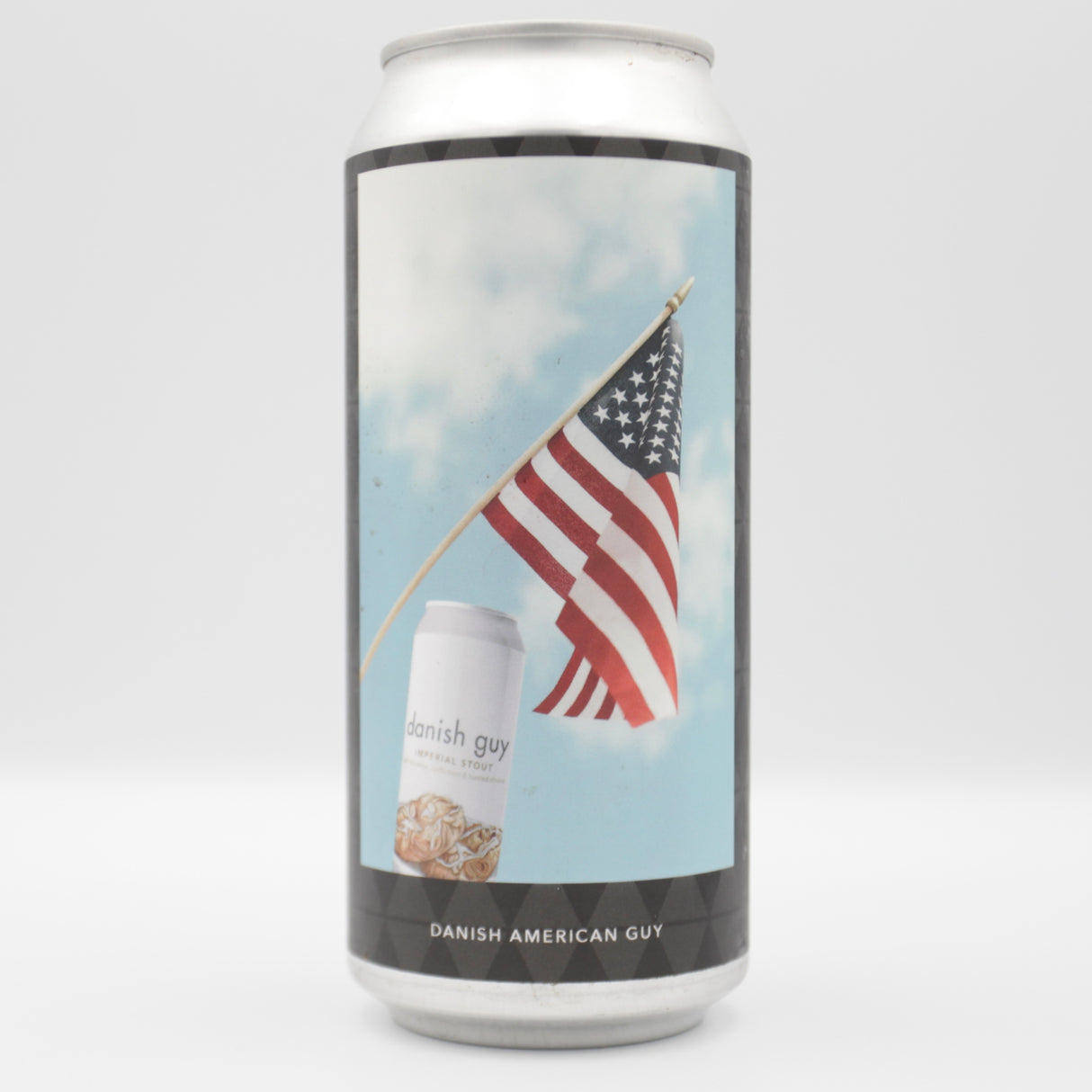 This is a can of Evil Twin / Trillium - Danish American Guy - 14.15% (473ml). It is a Imperial Stout / Porter craft beer available to buy from Ghost Whale, voted London's best craft beer shop.