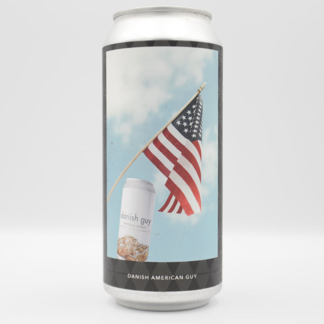 This is a can of Evil Twin / Trillium - Danish American Guy - 14.15% (473ml). It is a Imperial Stout / Porter craft beer available to buy from Ghost Whale, voted London's best craft beer shop.