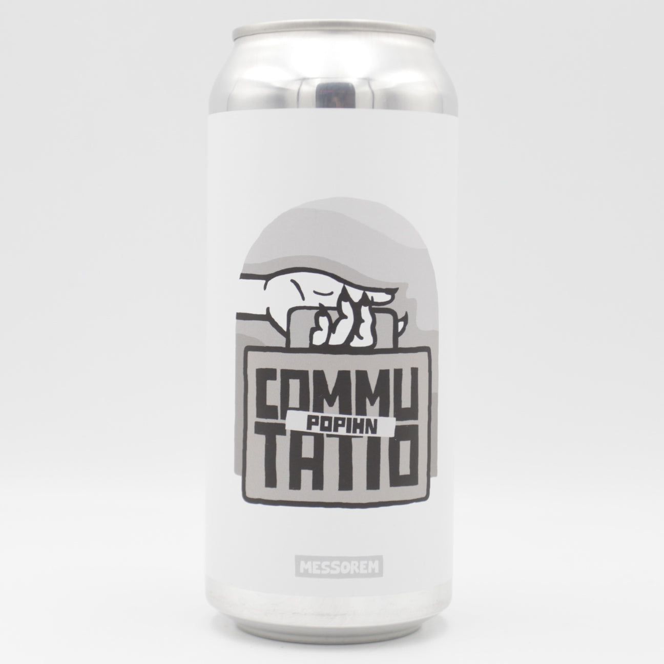 This is a can of Messorem / Brasserie Popihn - Commutatio: Popihn - 6.5% (473ml). It is a IPA craft beer available to buy from Ghost Whale, voted London's best craft beer shop.