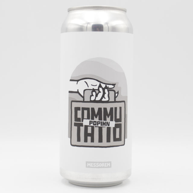 This is a can of Messorem / Brasserie Popihn - Commutatio: Popihn - 6.5% (473ml). It is a IPA craft beer available to buy from Ghost Whale, voted London's best craft beer shop.