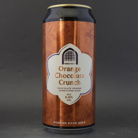 This is a can of Vault City - Orange Chocolate Crunch - 6% (440ml). It is a Sour craft beer available to buy from Ghost Whale, voted London's best craft beer shop.