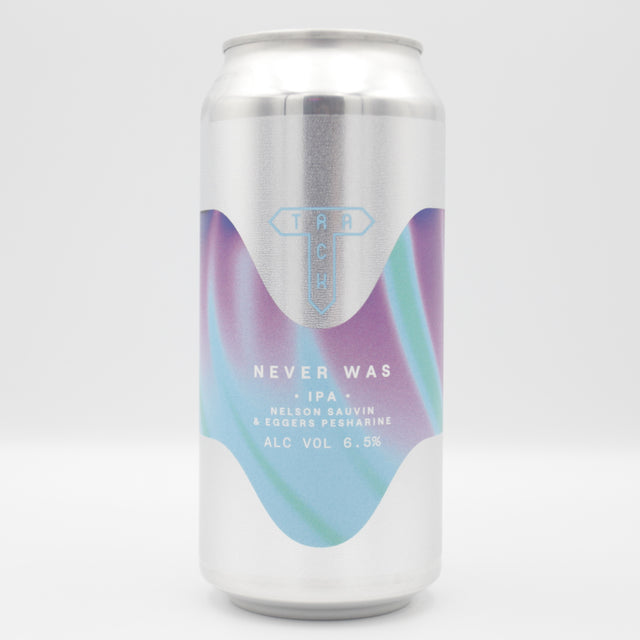 This is a can of Track - Never Was - 6.5% (440ml). It is a IPA craft beer available to buy from Ghost Whale, voted London's best craft beer shop.