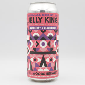 This is a can of Bellwoods - Non-Alcoholic Jelly King: Raspberry & Blackberry - 0.5% (473ml). It is a Sour craft beer available to buy from Ghost Whale, voted London's best craft beer shop.