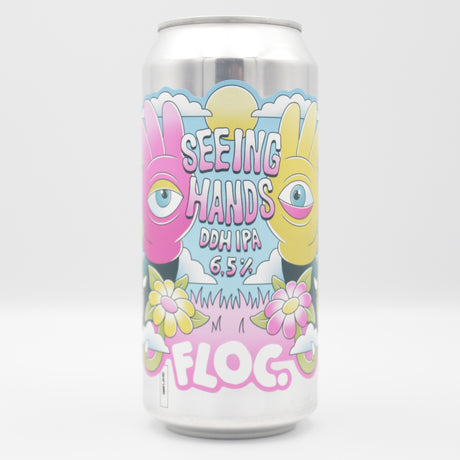 This is a can of Floc - Seeing Hands - 6.5% (440ml). It is a IPA craft beer available to buy from Ghost Whale, voted London's best craft beer shop.