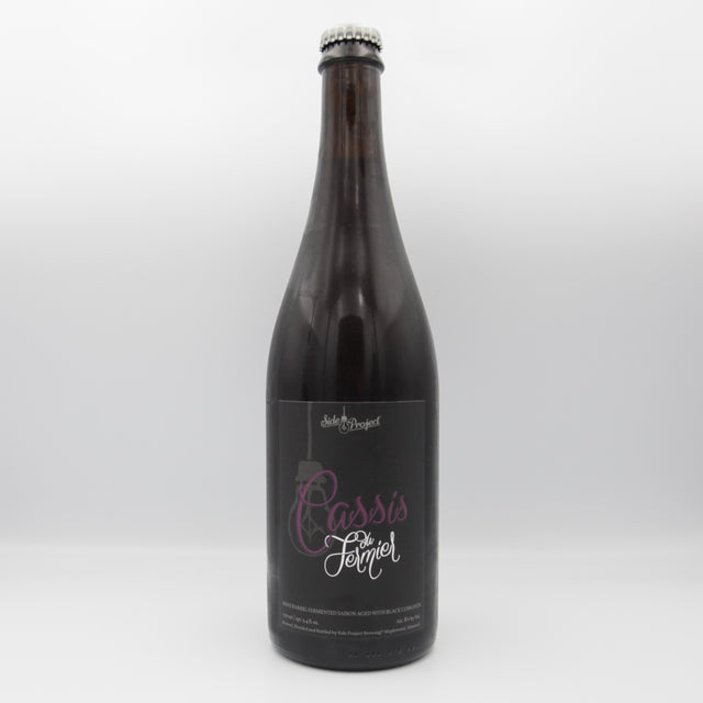 This is a sharing bottle of Side Project - Cassis du Fermier: Blend #4 - 8% (750ml). It is a Saison craft beer available to buy from Ghost Whale, voted London's best craft beer shop.