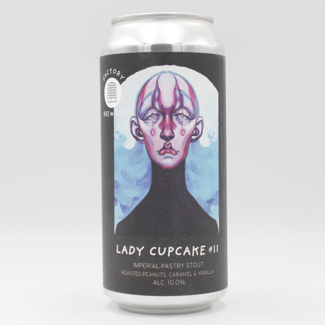 This is a can of Factory Brewing - Lady Cupcake #11 - 10% (440ml). It is a Imperial Stout / Porter craft beer available to buy from Ghost Whale, voted London's best craft beer shop.