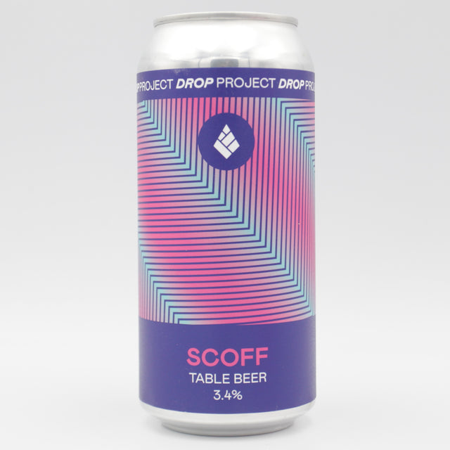 This is a can of Drop Project - Scoff - 3.5% (440ml). It is a Pale Ale craft beer available to buy from Ghost Whale, voted London's best craft beer shop.