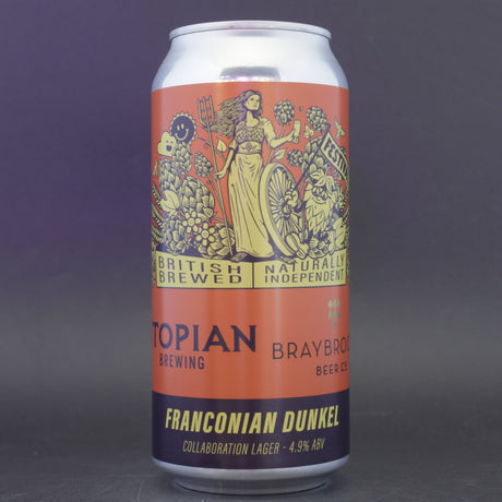 This is a can of Utopian / Braybrooke - Franconian Dunkel - 4.9% (440ml). It is a Lager / Pilsner / Kölsch craft beer available to buy from Ghost Whale, voted London's best craft beer shop.