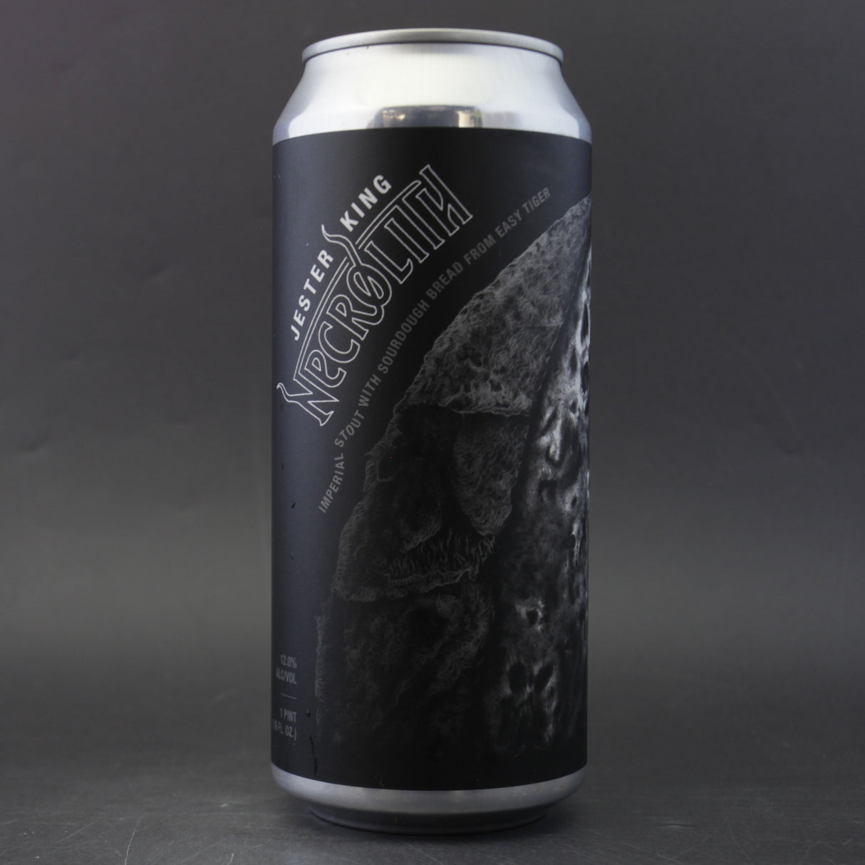 This is a can of Jester King - Necrolith - 12% (473ml). It is a Imperial Stout / Porter craft beer available to buy from Ghost Whale, voted London's best craft beer shop.