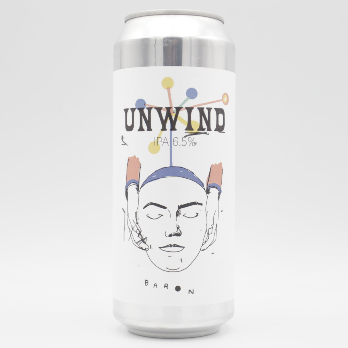 This is a can of Baron - Unwind - 6.5% (500ml). It is a IPA craft beer available to buy from Ghost Whale, voted London's best craft beer shop.