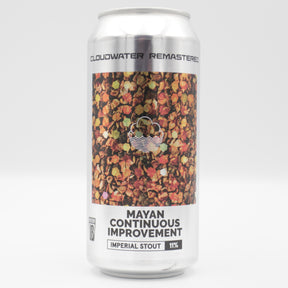 This is a can of Cloudwater - Mayan Continuous Improvement - 11% (440ml). It is a Imperial Stout / Porter craft beer available to buy from Ghost Whale, voted London's best craft beer shop.
