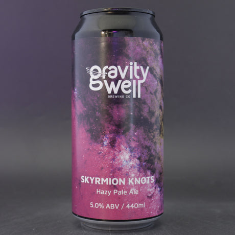 This is a can of Gravity Well - Skyrmion Knots - 5% (440ml). It is a Pale Ale craft beer available to buy from Ghost Whale, voted London's best craft beer shop.