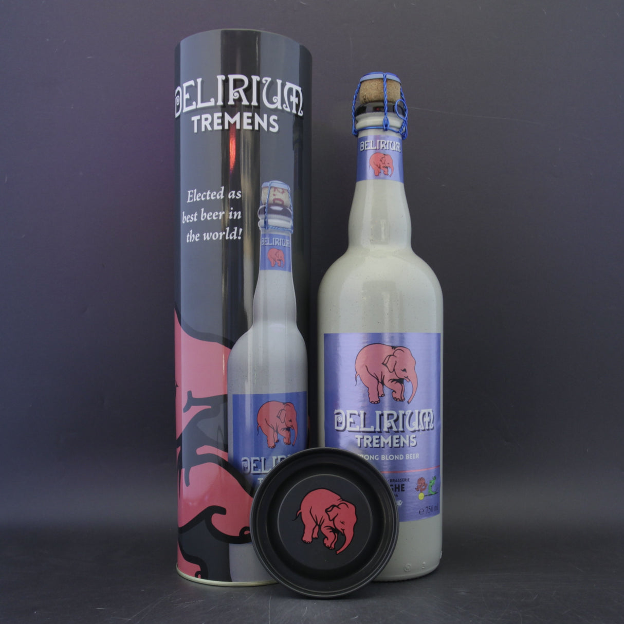 This is a sharing bottle of Huyghe - Delirium Tremens Gift Tube - 8.5% (750ml). It is a Belgian Style craft beer available to buy from Ghost Whale, voted London's best craft beer shop.