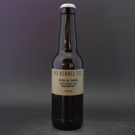 This is a bottle of The Kernel - Biere de Saison: Sour Cherry 2024 Montmorency - 5.5% (330ml). It is a Wild Ale craft beer available to buy from Ghost Whale, voted London's best craft beer shop.