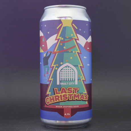 This is a can of Vault City - Last Christmas - 4.1% (440ml). It is a Sour craft beer available to buy from Ghost Whale, voted London's best craft beer shop.