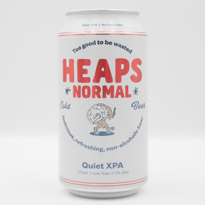 This is a can of Heaps Normal - Quiet XPA - 0.5% (375ml). It is a Pale Ale craft beer available to buy from Ghost Whale, voted London's best craft beer shop.
