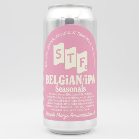 This is a can of Simple Things Fermentations - Belgian IPA - 8.2% (440ml). It is a Double IPA craft beer available to buy from Ghost Whale, voted London's best craft beer shop.