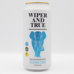 This is a can of Wiper And True - Kaleidoscope (Alcohol Free) - 0.5% (440ml). It is a Pale Ale craft beer available to buy from Ghost Whale, voted London's best craft beer shop.