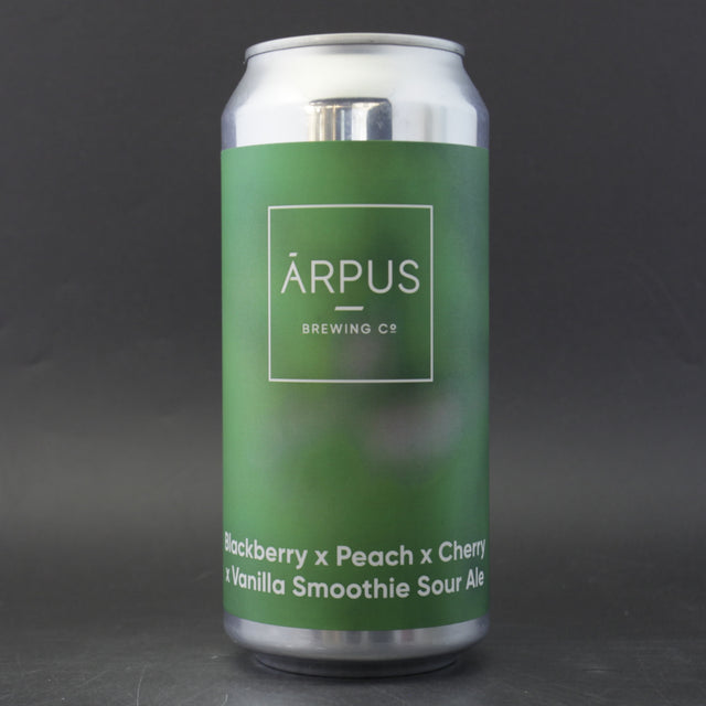 This is a can of Arpus Brewing Co - Blackberry x Peach x Cherry x Vanilla Smoothie Sour - 4.5% (440ml). It is a Sour craft beer available to buy from Ghost Whale, voted London's best craft beer shop.