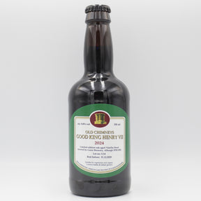 This is a bottle of Old Chimneys - Good King Henry VII - 9.2% (330ml). It is a Imperial Stout / Porter craft beer available to buy from Ghost Whale, voted London's best craft beer shop.