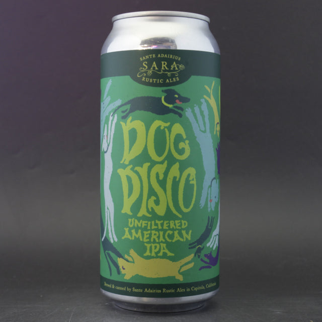 This is a can of Sante Adairius - Dog Disco - 5.3% (473ml). It is a Pale Ale craft beer available to buy from Ghost Whale, voted London's best craft beer shop.