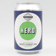 This is a can of Basqueland - Hero: West Coast IPA - 0.5% (330ml). It is a IPA craft beer available to buy from Ghost Whale, voted London's best craft beer shop.