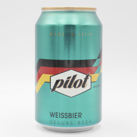 This is a can of Pilot - Weissbier - 5% (330ml). It is a Wit / Wheat craft beer available to buy from Ghost Whale, voted London's best craft beer shop.