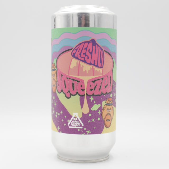 This is a can of Glass Pyramid Project / Tripping Animals - Freshly Squeezed x Tripping On Heroes - 4% (440ml). It is a Sour craft beer available to buy from Ghost Whale, voted London's best craft beer shop.