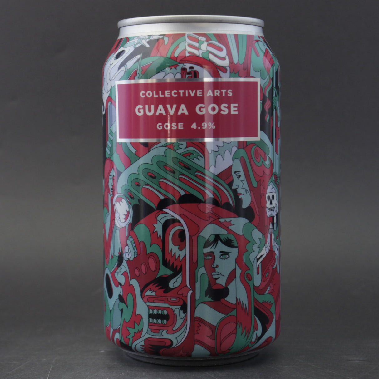 This is a can of Collective Arts - Guava Gose - 4.9% (355ml). It is a Gose craft beer available to buy from Ghost Whale, voted London's best craft beer shop.