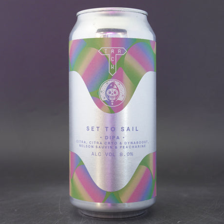 This is a can of Track / Messorem - Set To Sail - 8% (440ml). It is a Double IPA craft beer available to buy from Ghost Whale, voted London's best craft beer shop.