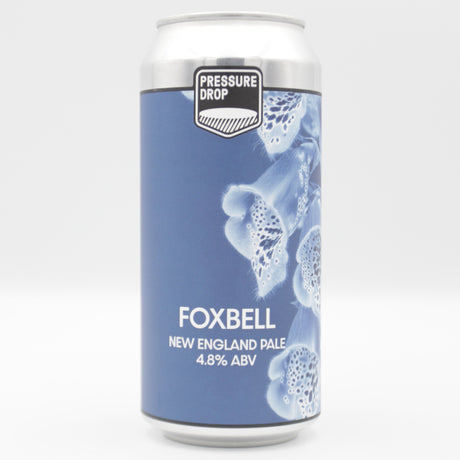 This is a can of Pressure Drop - Foxbell - 4.8% (440ml). It is a Pale Ale craft beer available to buy from Ghost Whale, voted London's best craft beer shop.