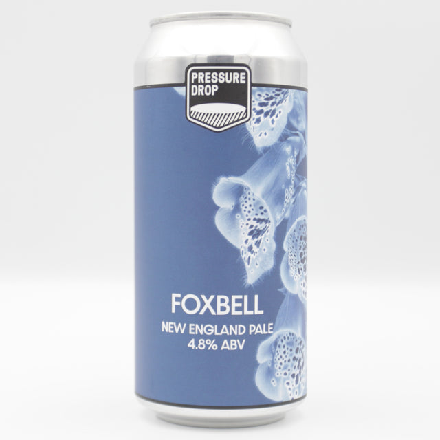 This is a can of Pressure Drop - Foxbell - 4.8% (440ml). It is a Pale Ale craft beer available to buy from Ghost Whale, voted London's best craft beer shop.