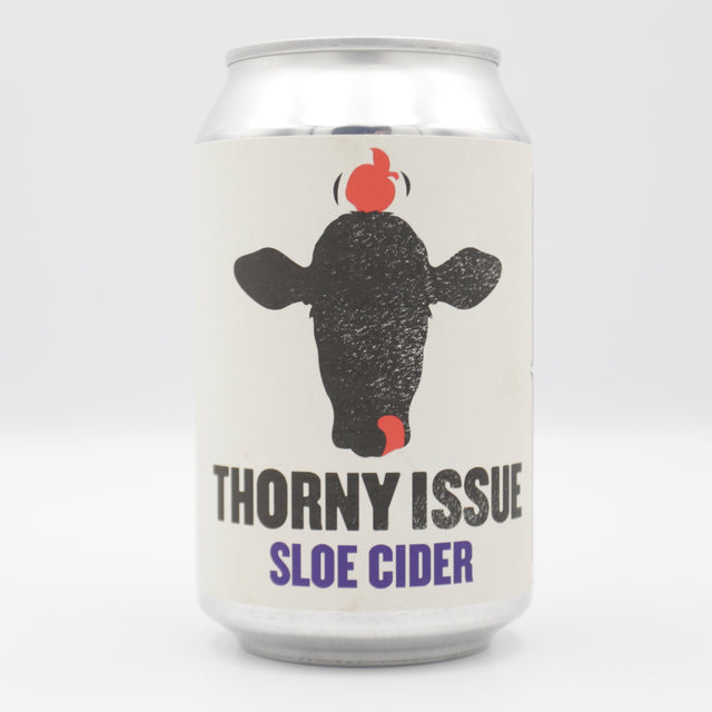 This is a can of Silly Moo - Thorny Issue - 5% (330ml). It is a  craft cider available to buy from Ghost Whale, voted London's best craft beer shop.