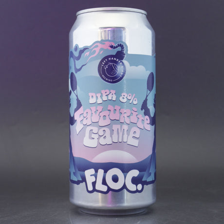 This is a can of Floc / Left Handed Giant - Favourite Game - 8% (440ml). It is a Double IPA craft beer available to buy from Ghost Whale, voted London's best craft beer shop.