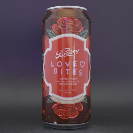 This is a can of The Bruery - Love Bites - 9.2% (473ml). It is a Imperial Stout / Porter craft beer available to buy from Ghost Whale, voted London's best craft beer shop.